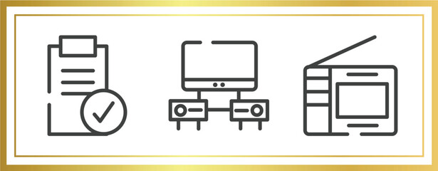 Poster - television outline icons set. linear icons sheet included approval, cupboard, portable television vector.