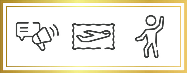 Poster - introvert outline icons set. linear icons sheet included testimony, air service, enjoy vector.
