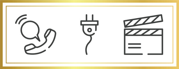 Poster - television outline icons set. linear icons sheet included voip, cord, clapboard vector.