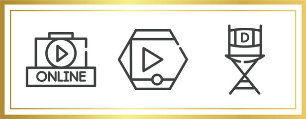 Poster - cinema outline icons set. linear icons sheet included online movie, movie player, film director vector.
