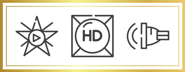 Poster - cinema outline icons set. linear icons sheet included film star, hd, ventriloquist vector.