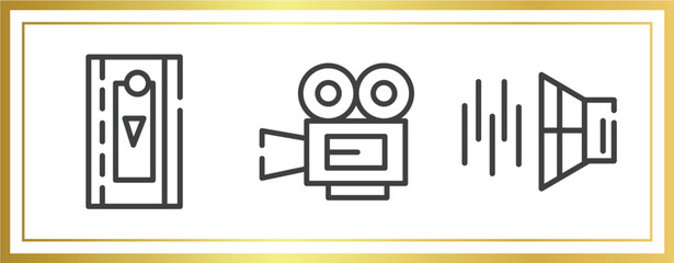 Poster - cinema outline icons set. linear icons sheet included video clip, movie film, sound effect vector.