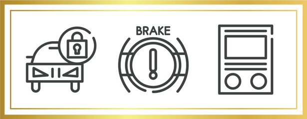 Poster - car parts outline icons set. linear icons sheet included car lock, car brake light, fascia (british) vector.