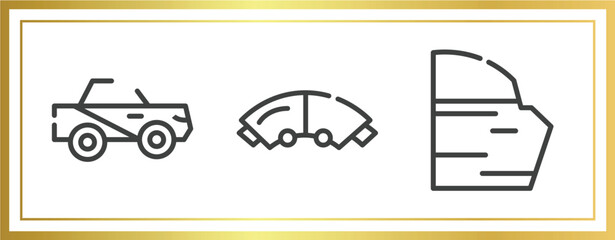 Poster - car parts outline icons set. linear icons sheet included car soft top, car brake pad, trim vector.