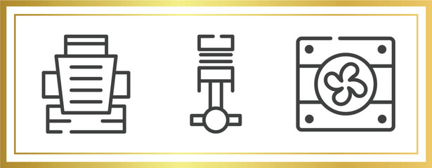 Poster - car parts outline icons set. linear icons sheet included car bucket seat, car piston, fan vector.