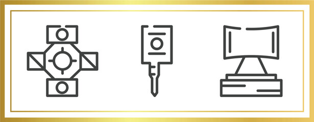 Poster - car parts outline icons set. linear icons sheet included car universal joint, car ignition, headrest vector.