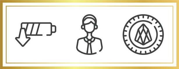 Poster - business outline icons set. linear icons sheet included low energy, telemarketer, null vector.