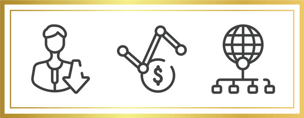 Poster - cryptocurrency outline icons set. linear icons sheet included low, volatility, distribute vector.
