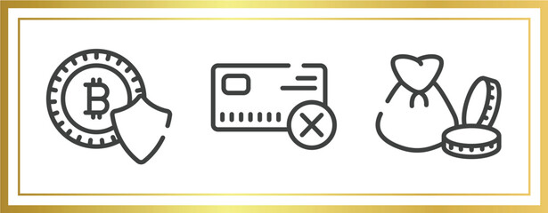 Poster - investing outline icons set. linear icons sheet included cryptocurrency, no credit card, capital vector.