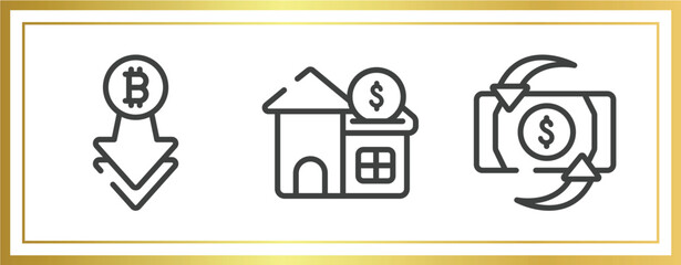 Poster - investing outline icons set. linear icons sheet included decline, reit, return on investment vector.