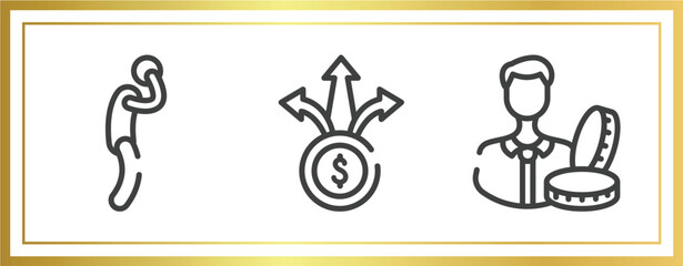 Poster - crowdfunding outline icons set. linear icons sheet included depressed, diversify, accredited vector.