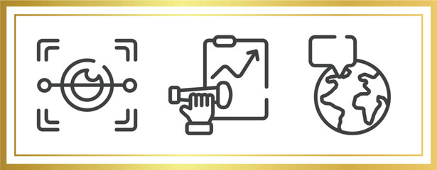 Poster - investing outline icons set. linear icons sheet included eye scan, forecast, breaking vector.