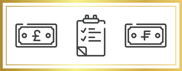 Poster - strategy outline icons set. linear icons sheet included card payment, fintech, launching vector.