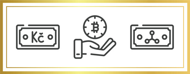 Poster - business outline icons set. linear icons sheet included idea bulb, rejected, rudder vector.