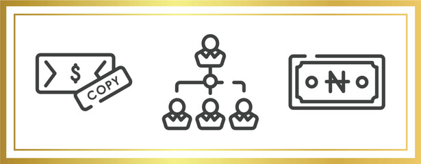 Poster - strategy outline icons set. linear icons sheet included productivity, fund, confusion vector.