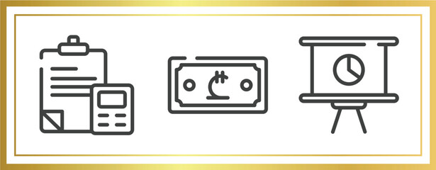 Poster - money management outline icons set. linear icons sheet included high, affiliate, invest vector.