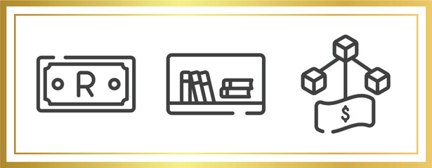 Poster - business administration outline icons set. linear icons sheet included time mind, basic needs, flow diagram vector.