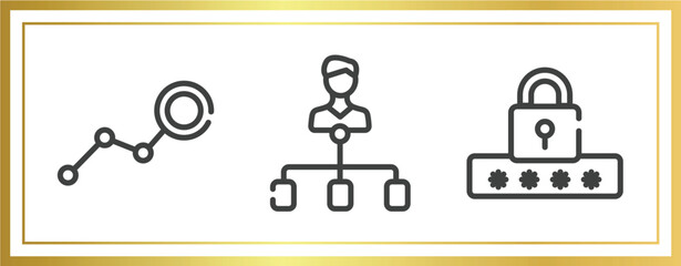Poster - finance outline icons set. linear icons sheet included limit, hierarchical structure, pin code vector.