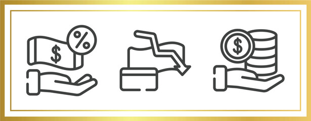 Poster - business and financial outline icons set. linear icons sheet included commission, bankrupt, stack vector.