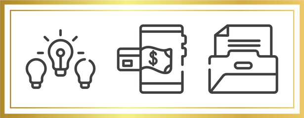 Canvas Print - business consultant outline icons set. linear icons sheet included difference, mobile payment, files and folders vector.