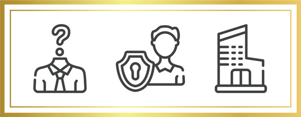 Poster - business outline icons set. linear icons sheet included anonymity, personal security, department vector.