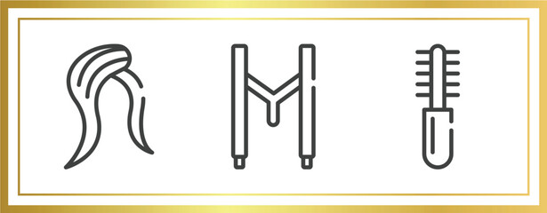 Poster - beauty outline icons set. linear icons sheet included hair style, suspenders, combs vector.