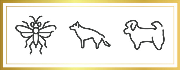 Wall Mural - dog breeds fullbody outline icons set. linear icons sheet included sawfly, german sheperd, shih tzu vector.