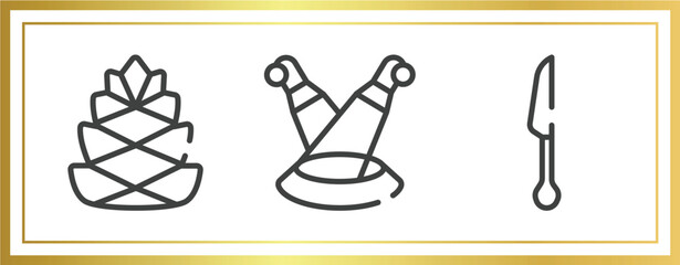 Aufkleber - thanksgiving outline icons set. linear icons sheet included pine cone, scene, cutlery vector.