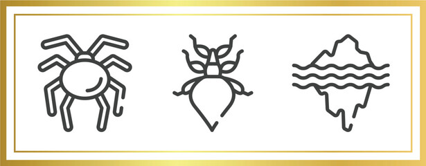 Poster - nature outline icons set. linear icons sheet included null, leaf insect, glacier vector.