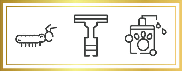 Poster - pet grooming outline icons set. linear icons sheet included caterpillar, null, pet shampoo vector.