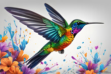 Vibrant And Energetic Hummingbird Abstract Burst - Stunning Colors In Motion