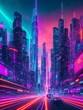 © Sahan Ishanka - This captivating stock photo captures a vibrant futuristic cyberspace cityscape in all its glory. The scene is a mesmerizing blend of art and technology, boasting a sprawling urban landscape character