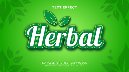 Fototapete - Herbal editable text effect in green color