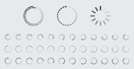 Fototapete - Circular Loading Buffering Icons Vector Set Video Ready for Animation Gif All Keyframes Frames Bufring Circle Waiting for Connection Buffer Preloader Download Symbol Easy Replace Color
