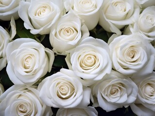 Wall Mural - Pristine white roses, elegance and purity captured, made with Generative AI