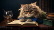 © Rod Photo&Design - CAT WEARING GLASSES  WITH BOOKS