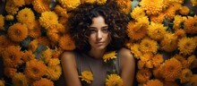 Girl Holding Chrysanthemum Flowers Empty Area For Text Photograph
