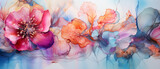 Fototapeta Fototapeta w kwiaty na ścianę - Kolorowe kwiaty - piękne tło 3d, malowane farbami i atramentem alkoholowym.