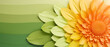 Abstrakcyjne żółto-zielone tło z kwiatem 3d - płatki nagietka lub żonkili. Render 3d pod baner