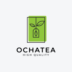 Wall Mural - Green tea logo icon line art design, ocha images simple illustration design