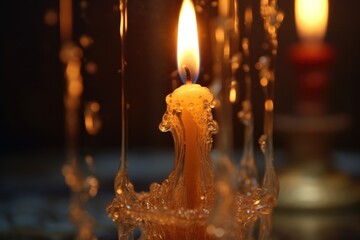 Canvas Print - close-up of a candle flame flickering in a weightless environment