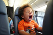 black screaming toddler in an airplane, ai generated