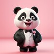 cute panda, pastel background. 3d render
