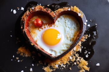 Sticker - broken egg frying in a heart-shaped mold