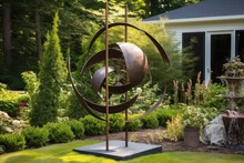 Outdoor Kinetic Sculpture In Garden Setting