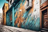 Fototapeta Uliczki - narrow street wall painting mockups