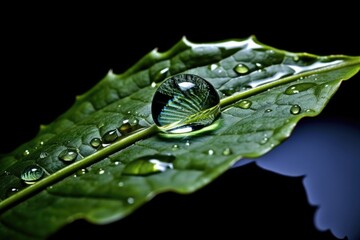 Poster - a drop of water on a leaf, emphasizing the role of water in photosynthesis