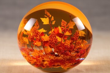 Canvas Print - resin paperweight showcasing a mix of fall foliage