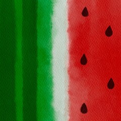 Watercolor watermelon  background with paper texture.