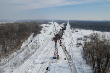 Wall Mural - Aerial view of chemical factory ropeway.